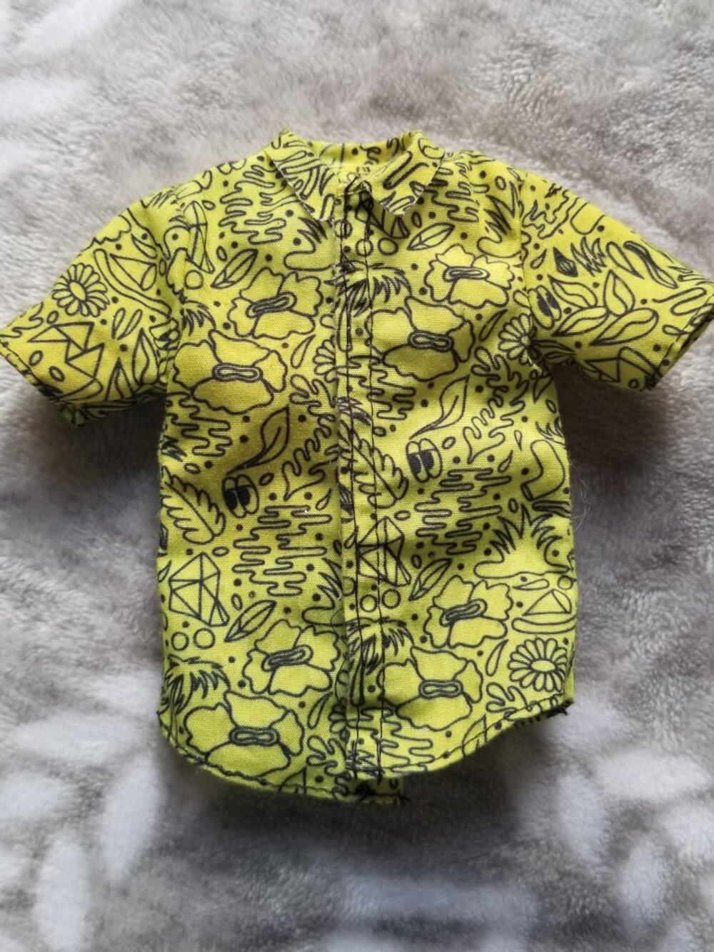 Barbie Ken Doll Shirt Yellow Black Fashionistas #139 Doodle Design Collared